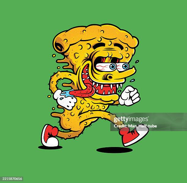 pizza character - dinner 1950s stock illustrations