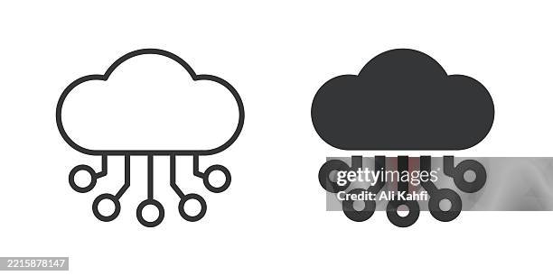 cloud computing thin line and glyph solid icon. editable stroke and perfect pixel isolated on transparent background - windows operating system stock illustrations