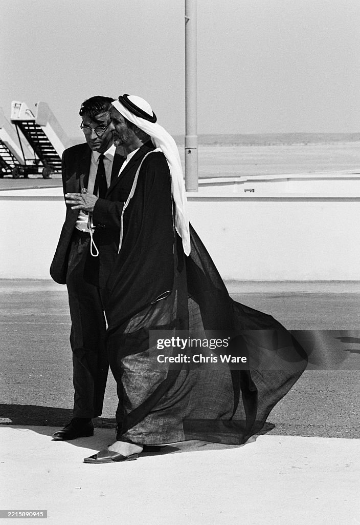 First Uae Ruler Sheikh Rashid bin Saeed Al Maktoum , Ruler of Dubai, at Dubai Airport ...