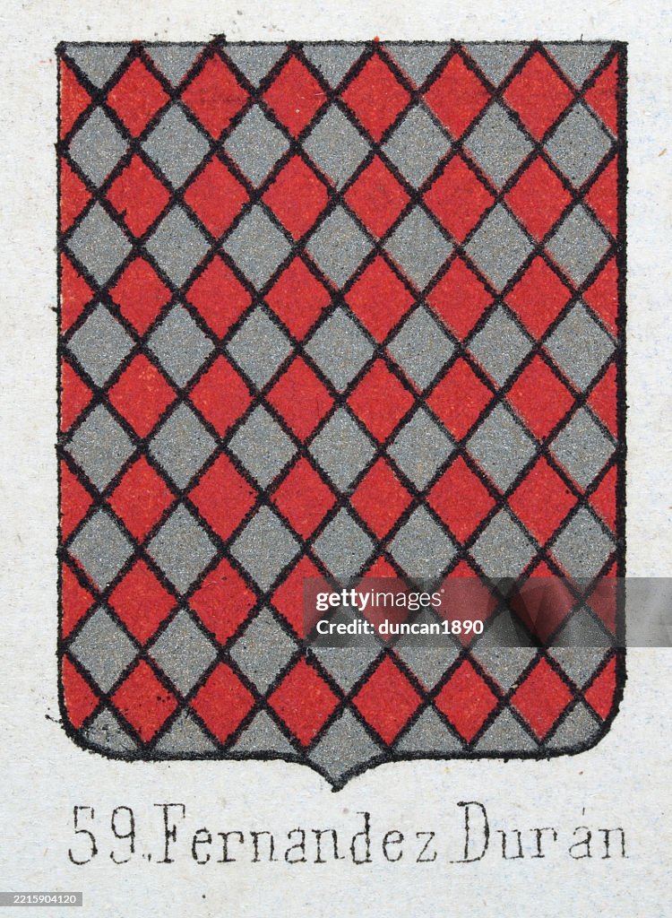 Patterned Heraldry Medieval Heraldry Coat Of Arms Shield With Diamond Checked Pattern Red ...