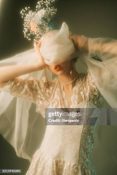 surreal portrait. renaissance bride - art modeling studios archive photography stock pictures, royalty-free photos & images