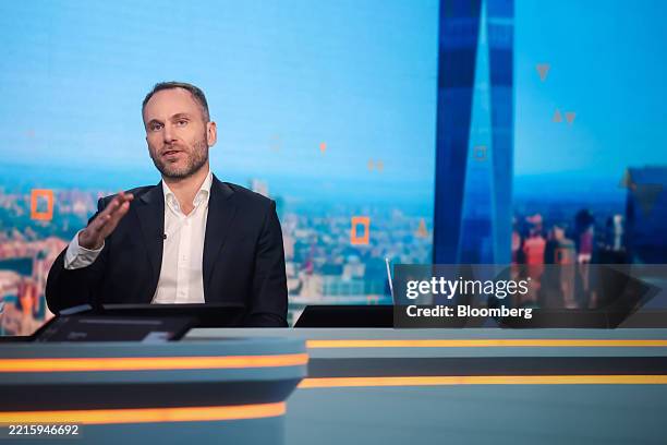 Paolo Ardoino, chief executive officer of Tether Holdings Ltd., during a Bloomberg Television interview in New York, US, on Friday, May 23, 2025....