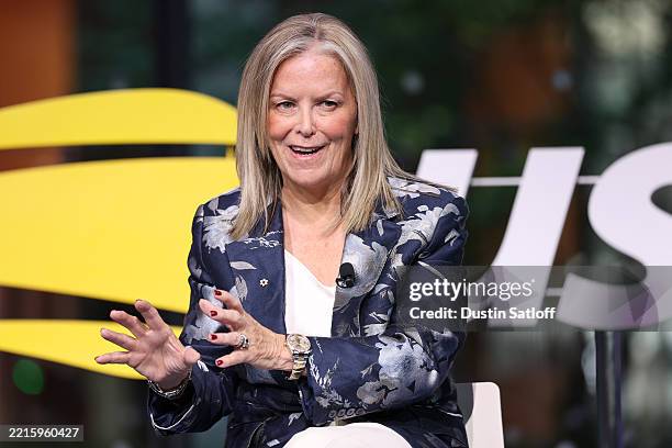 Stacey Allaster, Chief Executive, Professional Tennis, USTA, and US Open Tournament Director speaks during the US Open Reimagining Spectacular...