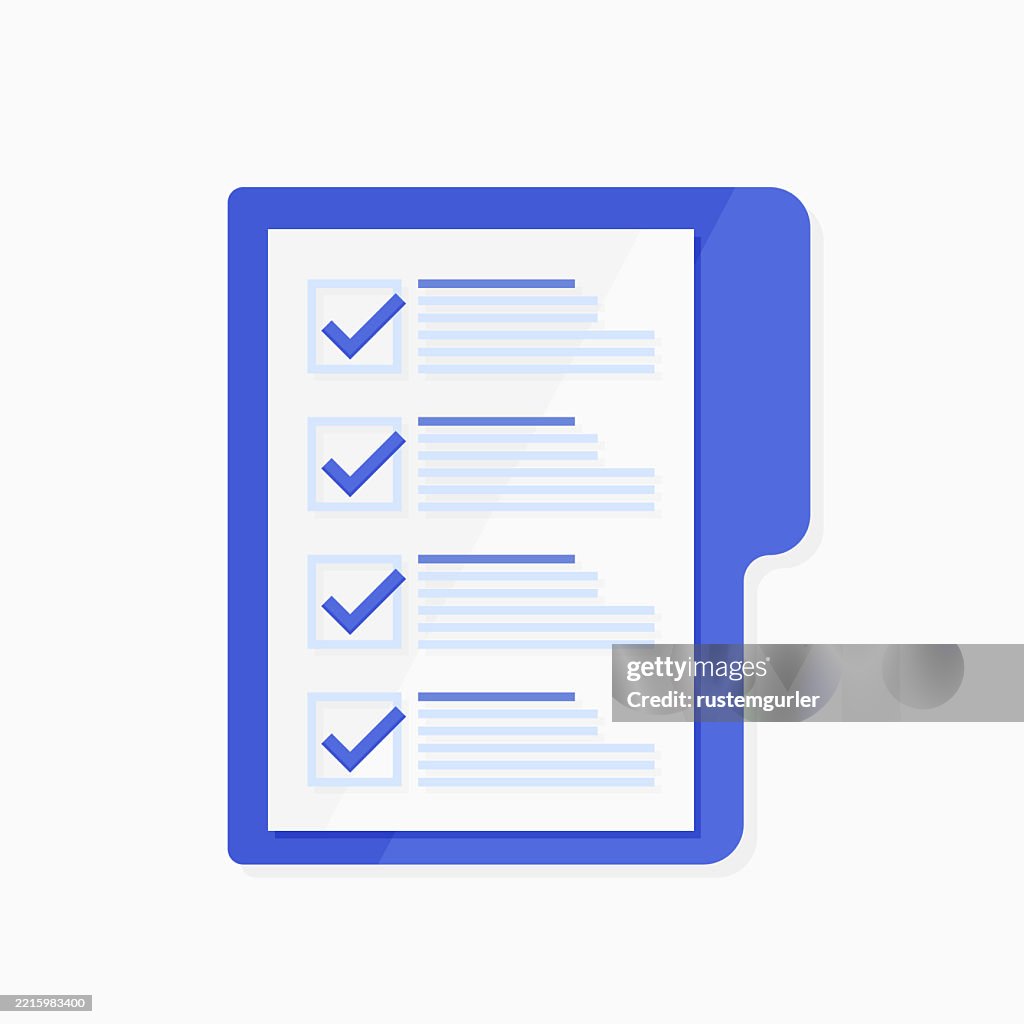 Folder With Checklist With Vector Isolated On White Background Vector ...