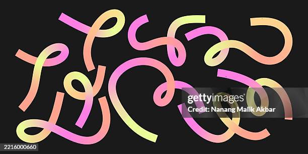 resizable lines set with colorful gradient pattern - rainbow brush stroke vector stock illustrations