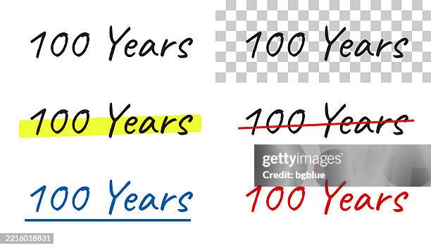 100 Years Handwritten Text Highlighted Crossed Out Underlined On Blank ...