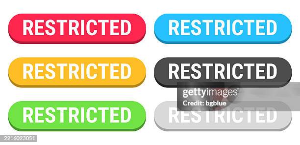 restricted - colorful 3d click web buttons on blank background - prohibited area stock illustrations