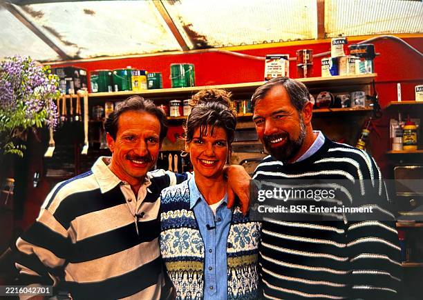Dutch TV series "Eigen huis & Tuin" presenters Marceline Schopman, Nico Zwinkels and Rob Verlinden