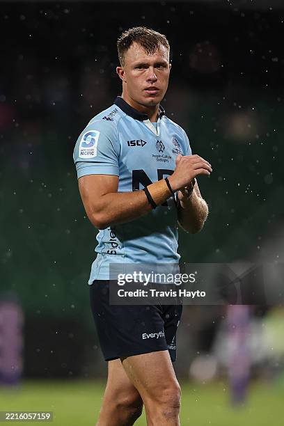 Darby Lancaster of the NSW Waratahs during the round 15 Super Rugby Pacific match between Western Force and NSW Waratahs at HBF Park, on May 24 in...