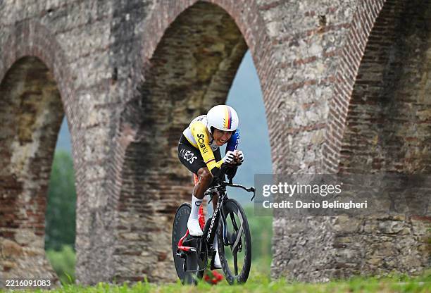Egan Bernal of Colombia and Team INEOS Grenadiers competes during the 108th Giro d'Italia 2025, Stage 10 a 28.6km individual time trial stage from...