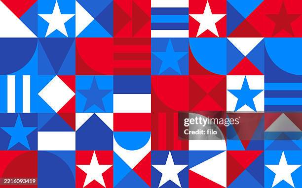 usa patriotic holiday geometric shapes abstract background modern pattern - overlapping circle pattern stock illustrations