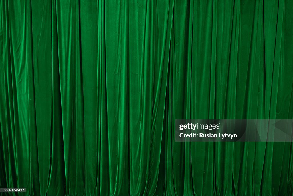 Green curtain in theatre background