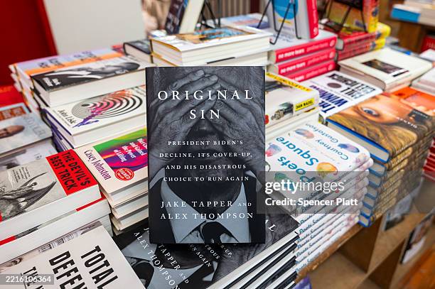 The newly released book "Original Sin" about Joe Biden's mental and physical fitness during his run for a second term as president, is displayed at a...