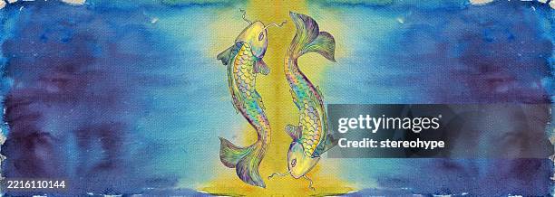 two trouts - fibonacci shell stock illustrations