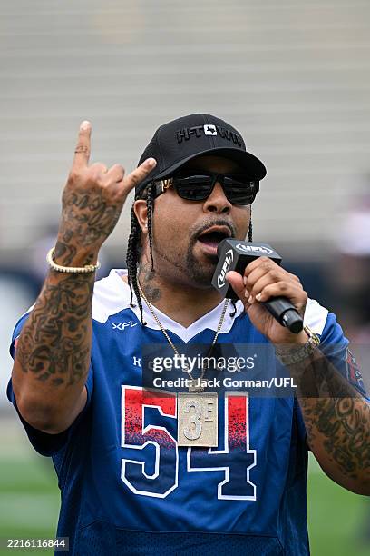 Flip Side Rapper Rip Rapper Lil' Flip excites the Houston Roughnecks fans during the... News ...
