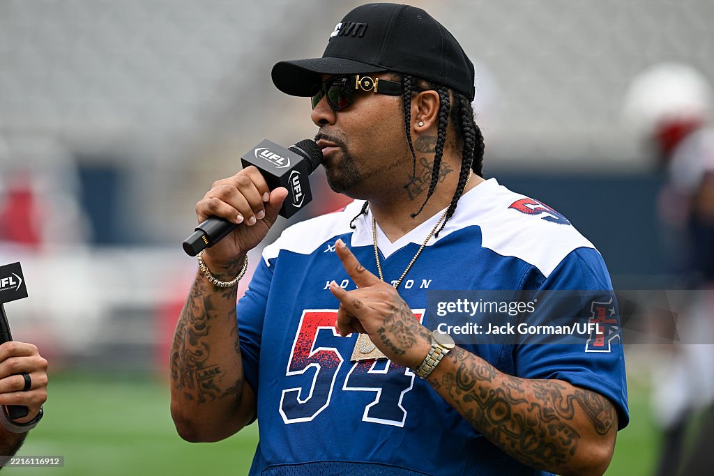 Flip Side Rapper Rip Rapper Lil' Flip excites the Houston Roughnecks fans during the... News ...