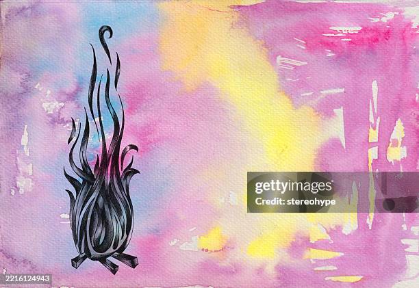 fire at dawn - tree canopy stock illustrations