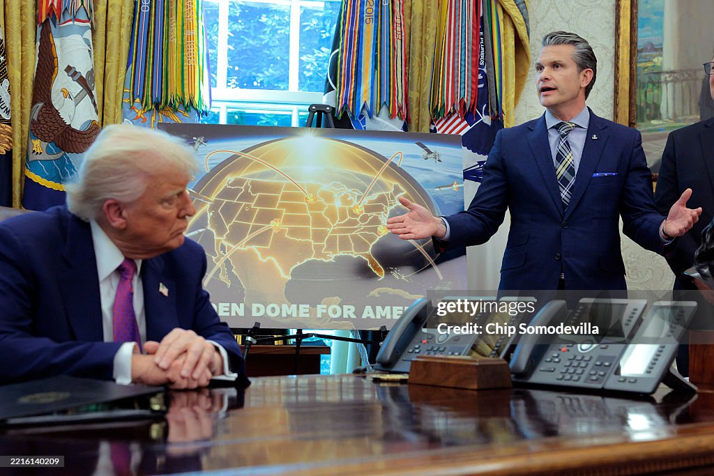 Trump Secdef Pic U.S. Secretary of Defense Pete Hegseth speaks alongside President ...