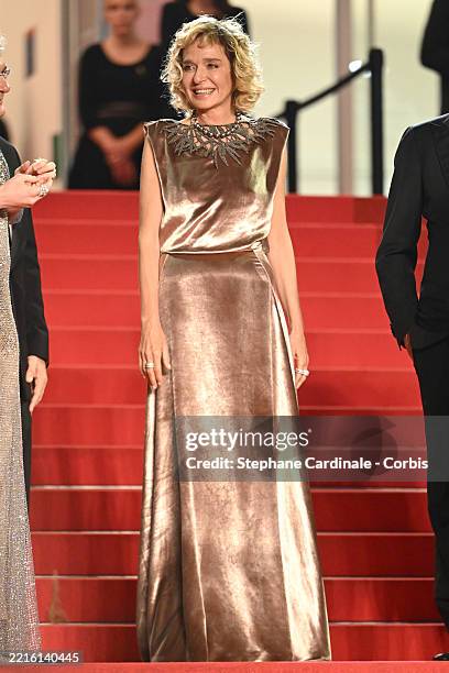 Valeria Golino attends the "Fuori" red carpet at the 78th annual Cannes Film Festival at Palais des Festivals on May 20, 2025 in Cannes, France.
