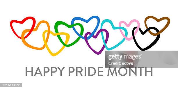 ilustrações de stock, clip art, desenhos animados e ícones de pride connected hearts greeting card - mês do orgulho gay