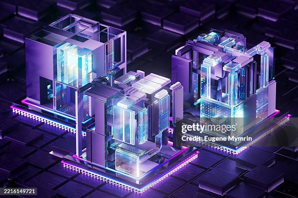 quantum computing servers processing big data with artificial intelligence - quantum computing stock pictures, royalty-free photos & images