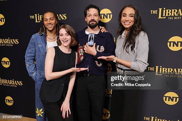 Bluey Robinson, Olivia Morris, Callum McGowan and Marissa Hill attend the TNT The Librarians:The Next Chapter screening event at The Morgan Library...