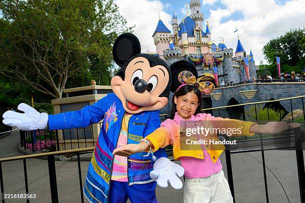 In this handout image provided by Disneyland Resort, Maia Kealoha of "Lilo & Stitch" visits Disneyland resort on May 24, 2025 in Anaheim, California.