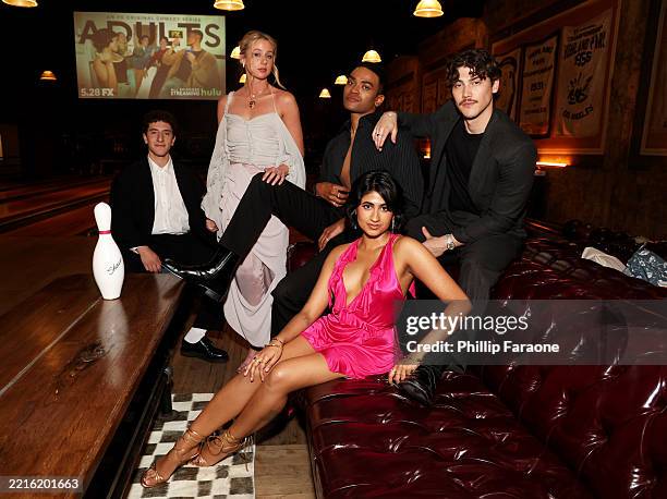 Malik Elassal, Lucy Freyer, Owen Thiele, Jack Innanen, and Amita Rao attend FX's "Adults" premiere event at Highland Park Bowl on May 20, 2025 in Los...