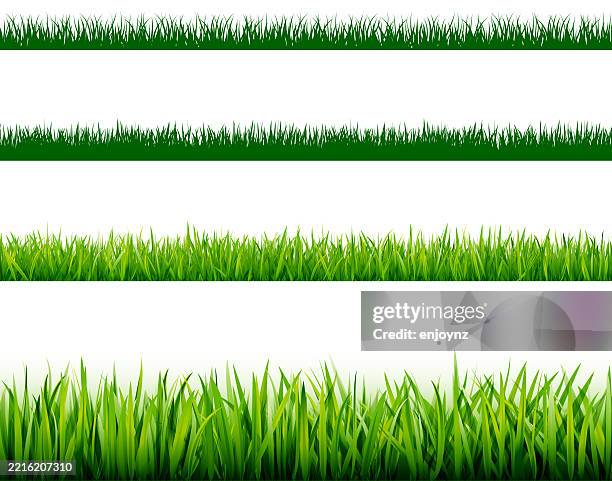 stockillustraties, clipart, cartoons en iconen met seamless strips of lush green grass - gras
