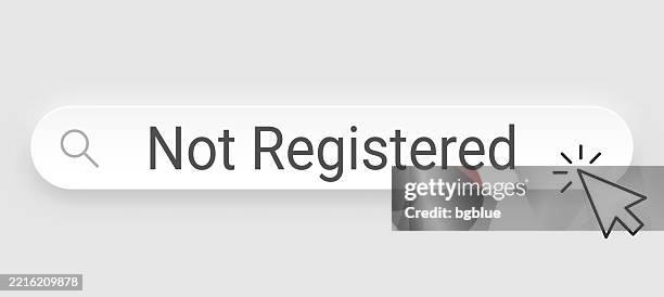 not registered - search bar with cursor on blank background - nurse pointing stock illustrations