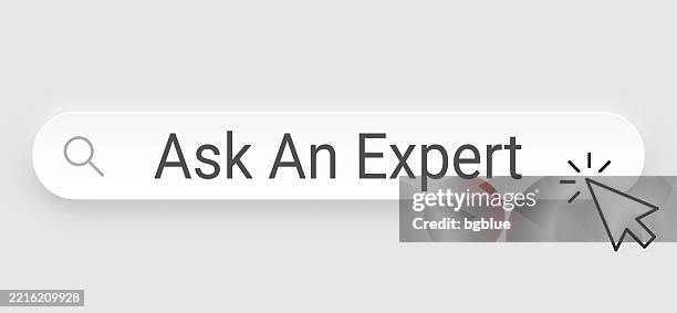 ask an expert - search bar with cursor on blank background - ask the expert icon stock illustrations