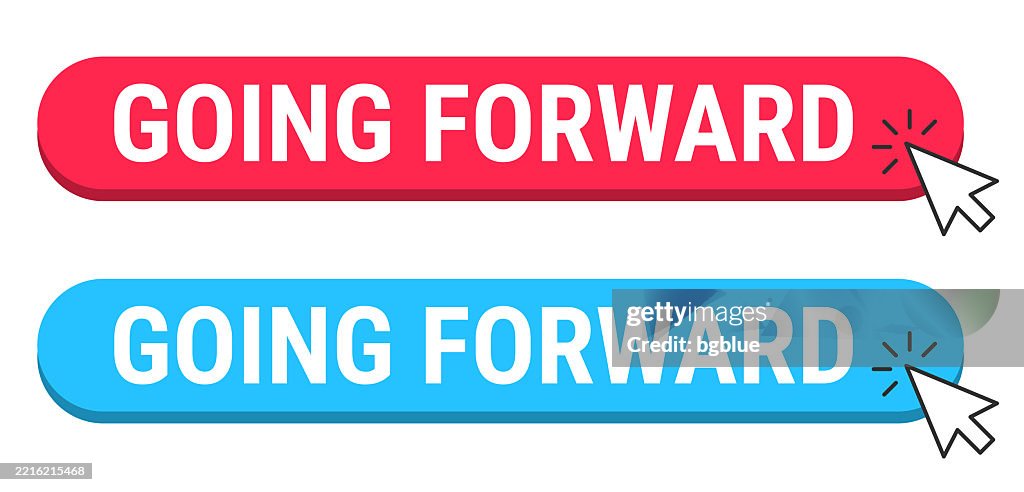 Forward Click Going Forward Red And Blue Buttons With Cursor On White Background High ...
