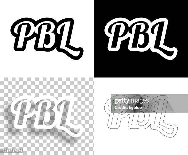 pbl - project based learning - text for design. blank, white and black backgrounds - line text - activity based working stock illustrations