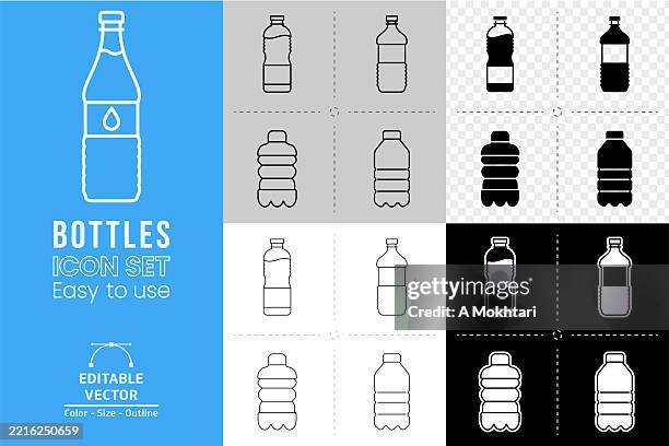 water bottle vector icons – multi-style graphic collection. - plastic lid vector stock illustrations
