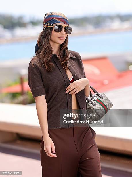 Emily Ratajkowski is seen on the croisette filming a commercial during day nine of the 78th Cannes Film Festival on May 21, 2025 in Cannes, France.