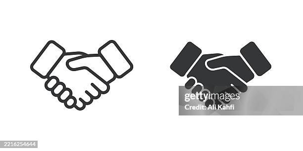 agreement thin line and glyph solid icon. editable stroke and perfect pixel isolated on transparent background - agreement vector stock illustrations