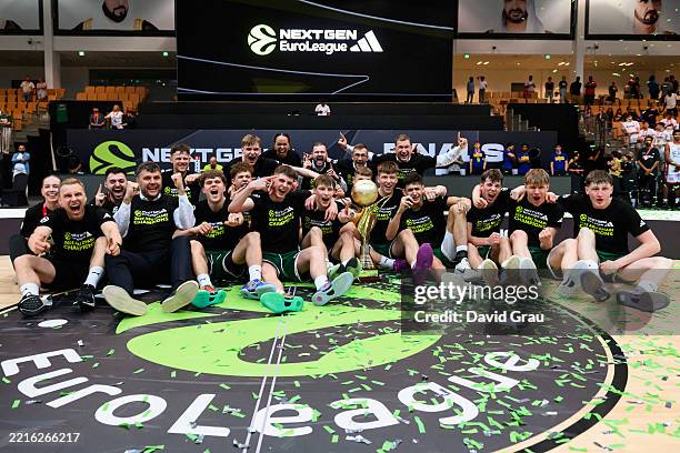 Zalgiris Kaunas celebrates with the Trophy after winning Adidas NextGen Euroleague Finals Championship game between U18 EA7 Emporio Armani Milan vs...