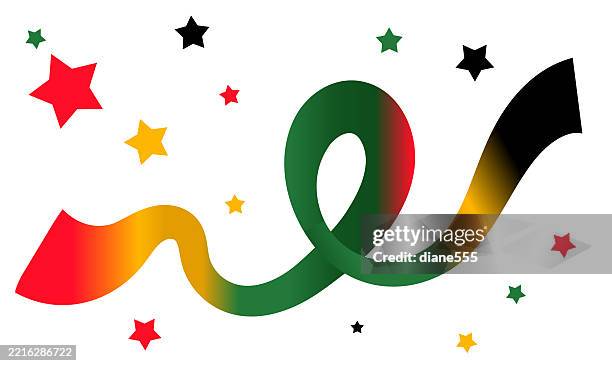 colorful gradient juneteenth ribbon decoration with stars - juneteenth stock illustrations
