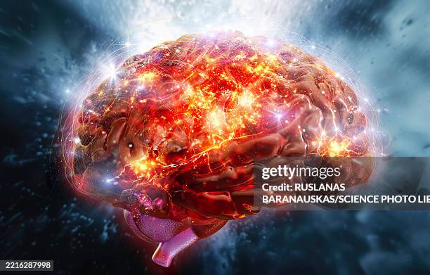 illustrations, cliparts, dessins animés et icônes de active human brain, illustration - neurone