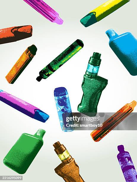 disposable vapes or e-cigarettes - glycol stock illustrations