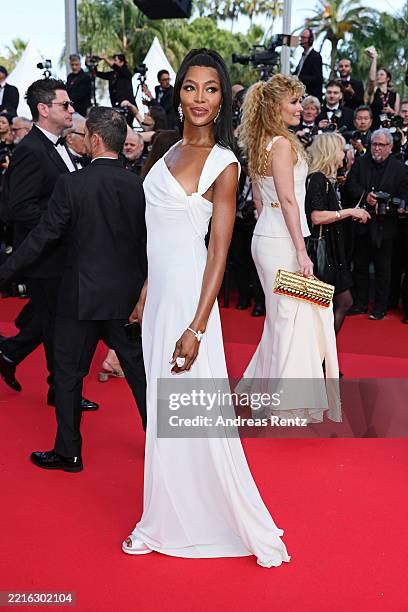 Naomi Campbell attends the "The History Of Sound" red carpet at the 78th annual Cannes Film Festival at Palais des Festivals on May 21, 2025 in...