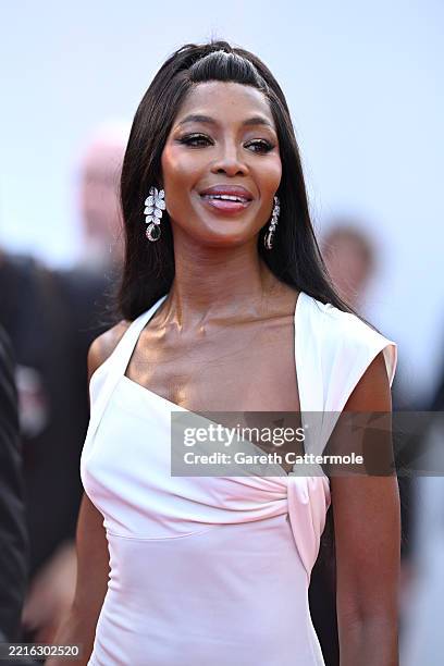 Naomi Campbell attends the "The History Of Sound" red carpet at the 78th annual Cannes Film Festival at Palais des Festivals on May 21, 2025 in...