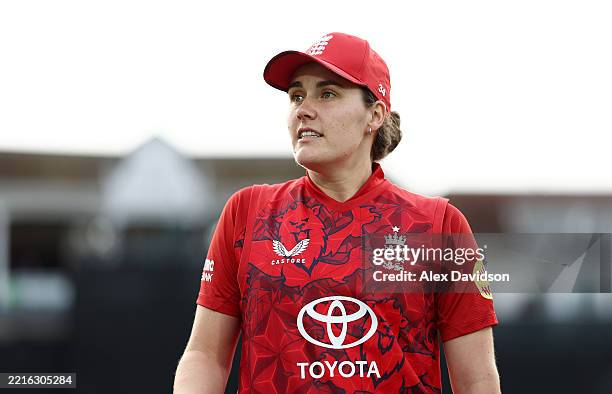 England captain Nat Sciver-Brunt looks on during the 1st Women's Vitality IT20 between England and West Indies at The Spitfire Ground on May 21, 2025...