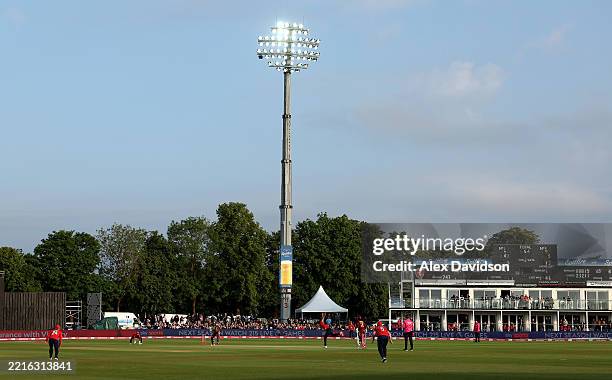 General view of play during the 1st Women's Vitality IT20 between England and West Indies at The Spitfire Ground on May 21, 2025 in Canterbury,...
