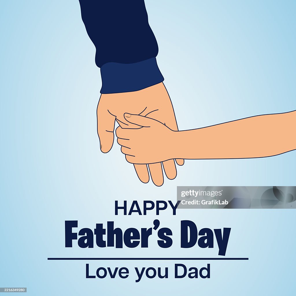 Father and Child Holding Hands on Father's Day Celebration Vector