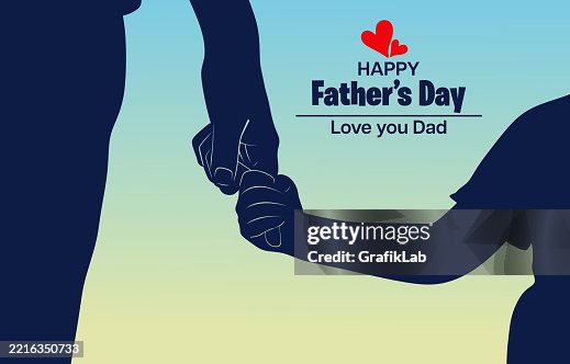 Father's Day Silhouette Holding Hands and Loving Message Father's Day Silhouette Holding Hands and Loving Message