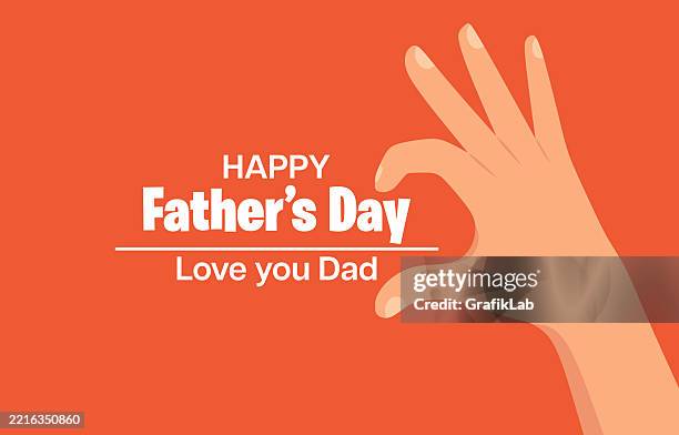 father's day illustration hand gesture and bright orange background - graphic design elements stock illustrations