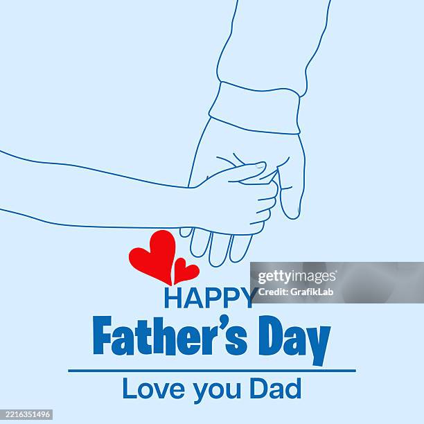 happy father's day illustration hand holding and red heart graphics - fathers day stock illustrations