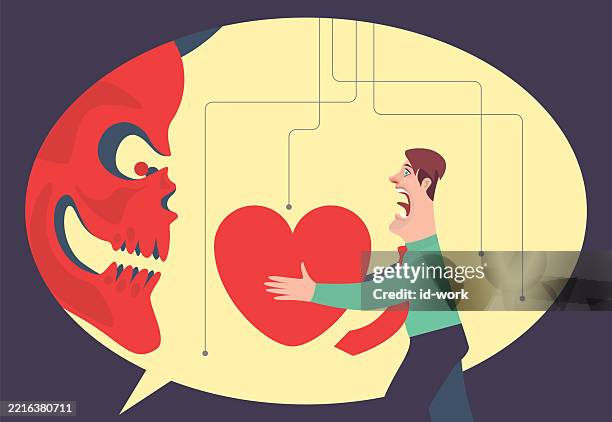 nerd holding big heart and shocking when face skull in speech bubble - surprised computer user stock illustrations