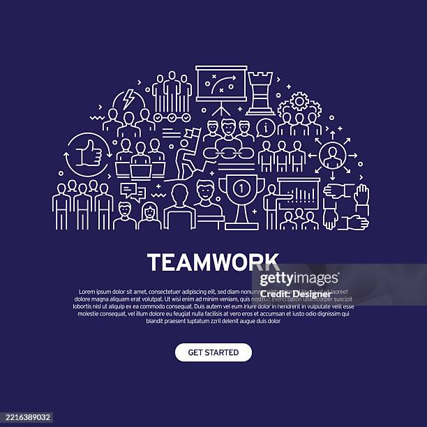 Teamwork Production Support Teamwork Related Vector Illustration Business Success Collaboration ...